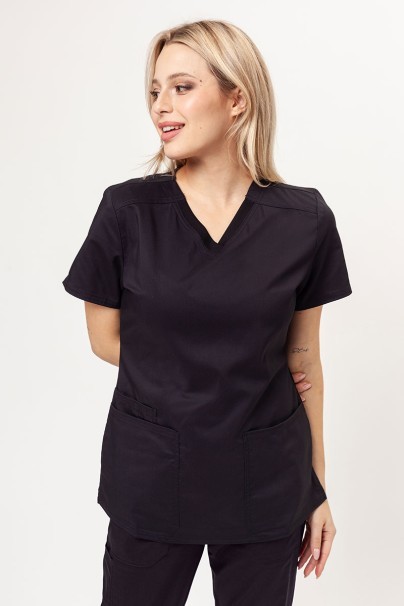 Women's Cherokee Revolution (V-neck top, Mid Rise trousers) scrubs set black-2