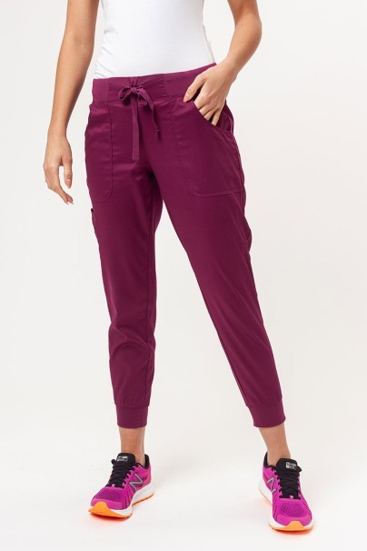 Women's Maevn Matrix scrubs set (Double V-neck top, Yogga trousers) wine-8