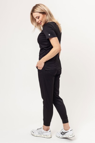 Women's Maevn Matrix scrubs set (Double V-neck top, Yogga trousers) black-2