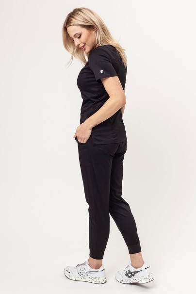 Women's Maevn Matrix scrubs set (Double V-neck top, Yogga trousers) black-1