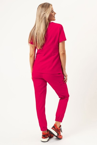 Women's Sunrise Uniforms Premium scrubs set (Aura top, Vibe jogger trousers) raspberry-2