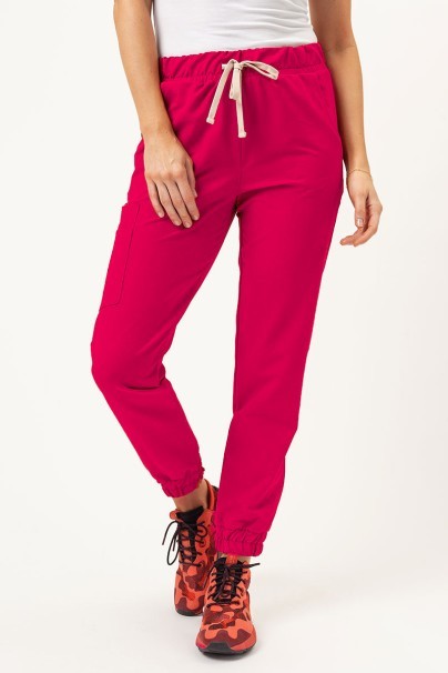 Women's Sunrise Uniforms Premium scrubs set (Aura top, Vibe jogger trousers) raspberry-5