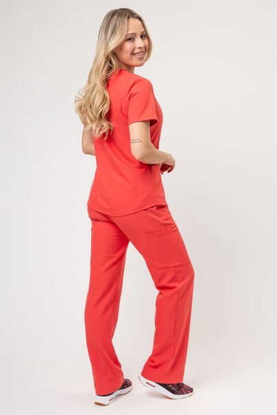 Women's Cherokee Ultra scrubs set (3-pocket top, Cargo trousers) coral-1