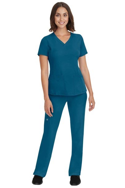 Women's Healing Hands Rebecca Flare scrub trousers caribbean blue-2