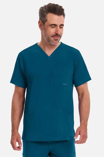 Men's Healing Hands Matthew V-neck scrub top caribbean blue-1