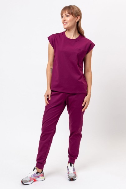Women's Cherokee Achieve Crew Neck scrub top wine-6