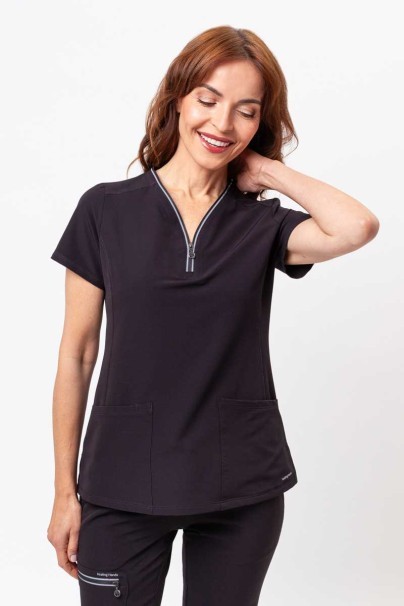 Women's Healing Hands scrubs set (Sonia top, Nisha trousers) black-2