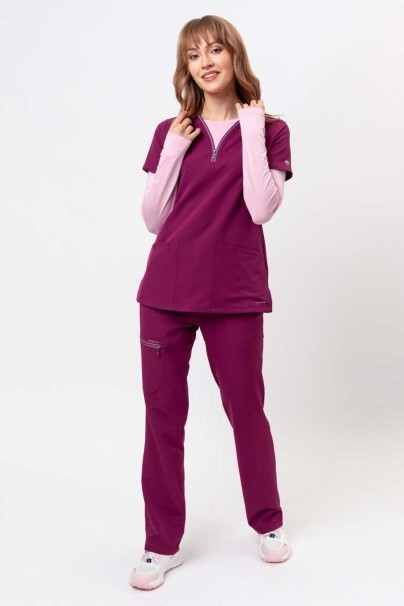 Women's Healing Hands Sonia scrub top wine-2