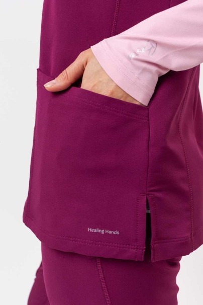 Women's Healing Hands Sonia scrub top wine-7