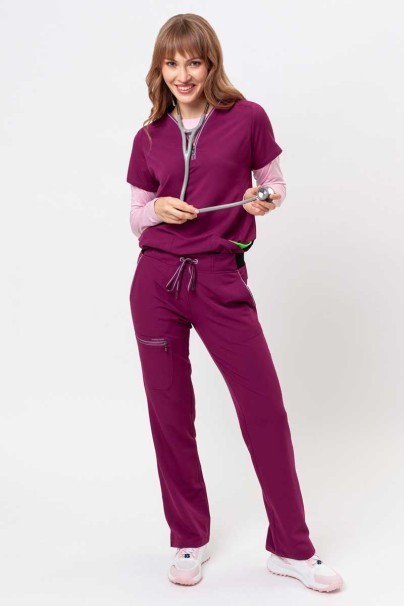 Women's Healing Hands scrubs set (Sonia top, Nisha trousers) wine-17