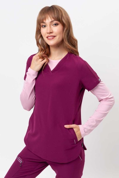 Women's Healing Hands Skyler scrub top wine-2