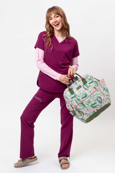 Women's Healing Hands Skyler scrub top wine-2
