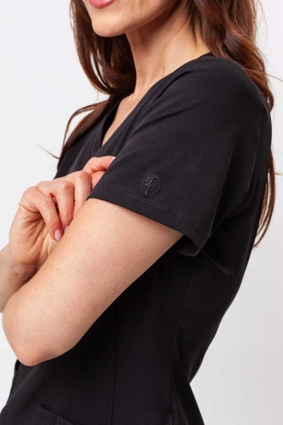 Women's Healing Hands Monica V-neck scrub top black-4