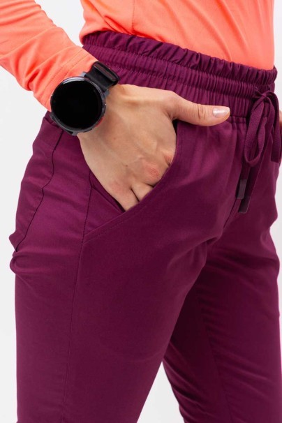 Women's Uniforms World scrubs set (Alyssa top, Zora trousers) wine-9