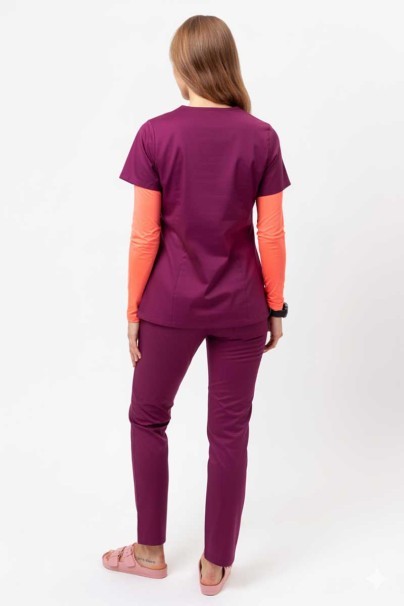 Women's Uniforms World scrubs set (Alyssa top, Zora trousers) wine-2
