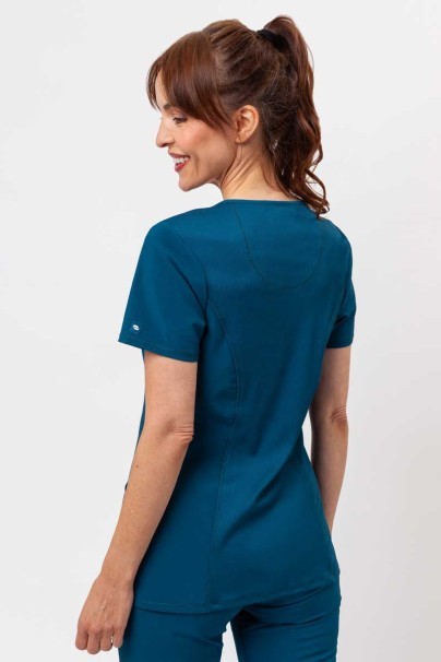 Women's Cherokee Infinity Round Neck scrub top white caribbean blue-2