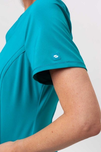 Women's Cherokee Infinity Round Neck scrub top white teal blue-5