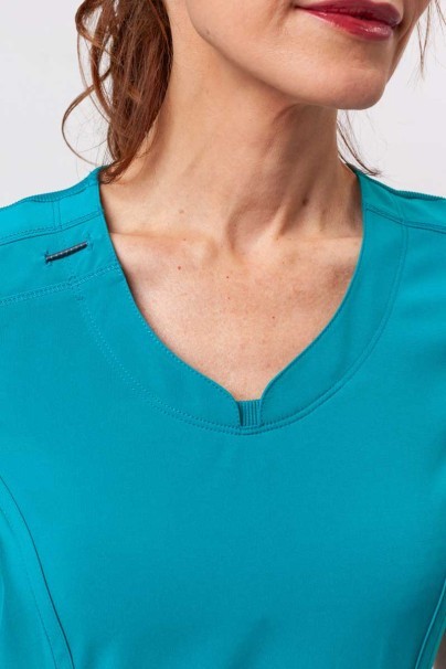 Women's Cherokee Infinity Round Neck scrub top white teal blue-3