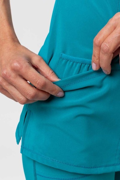 Women's Cherokee Infinity Round Neck scrub top white teal blue-7