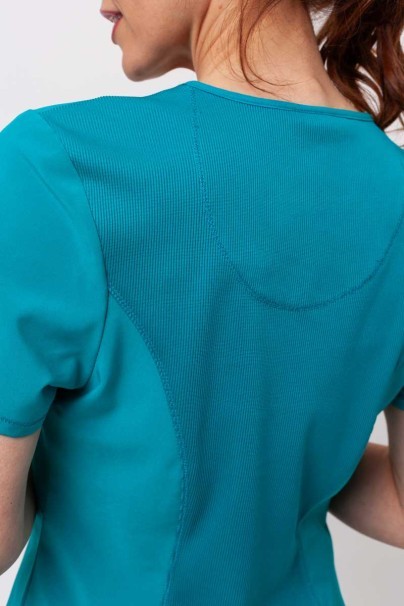 Women's Cherokee Infinity Round Neck scrub top white teal blue-4