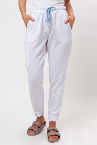 Women's Sunrise Uniforms Premium scrubs set (Aura top, Vibe jogger trousers) white-6