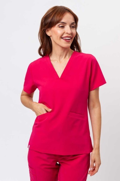 Women's Sunrise Uniforms Premium scrubs set (Aura top, Vibe jogger trousers) raspberry-3