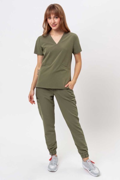 Women's Sunrise Uniforms Premium Aura scrub top olive-4