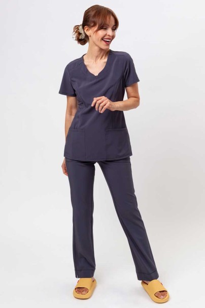 Women's Cherokee Infinity Round Neck scrub top white pewter-2