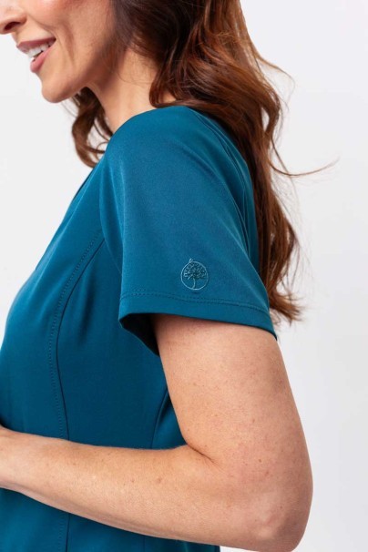 Women's Healing Hands Monica V-neck scrub top caribbean blue-3