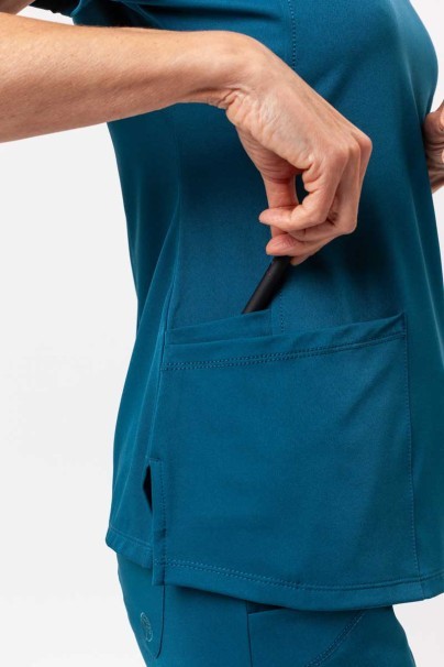 Women's Healing Hands Monica V-neck scrub top caribbean blue-4