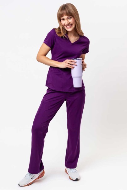 Women's Healing Hands Monica V-neck scrub top eggplant-7