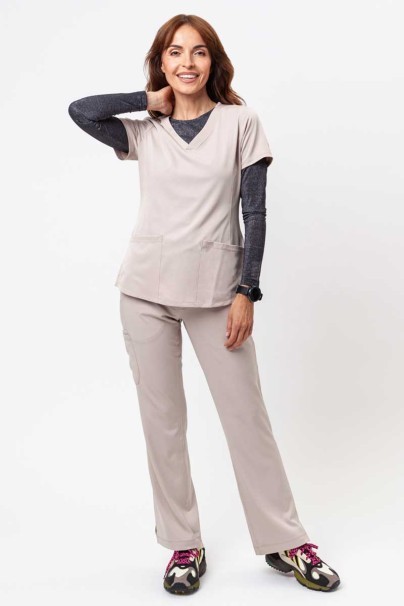 Women's Healing Hands Monica V-neck scrub top khaki-2