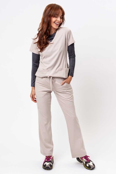 Women's Healing Hands Rebecca Flare scrub trousers khaki-2