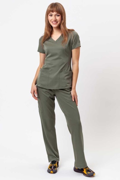 Women's Healing Hands Monica V-neck scrub top olive-2