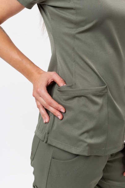 Women's Healing Hands Monica V-neck scrub top olive-5