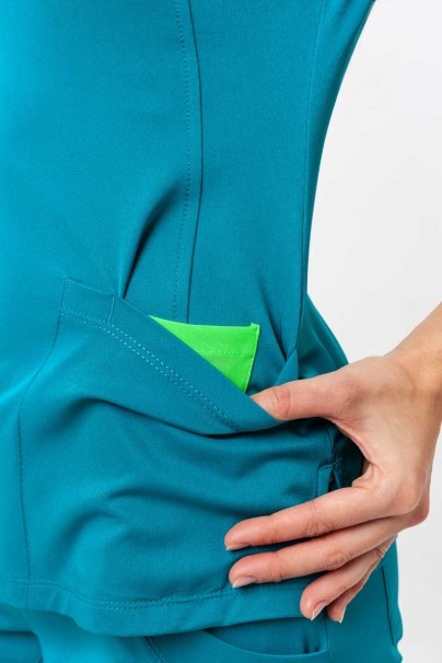 Women's Healing Hands Monica V-neck scrub top teal blue-5