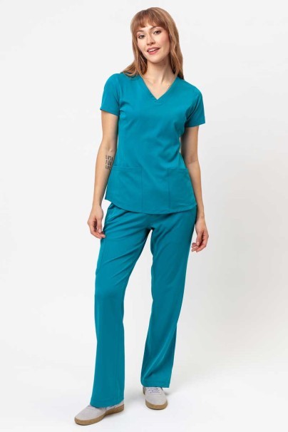 Women's Healing Hands Rebecca Flare scrub trousers teal blue-3