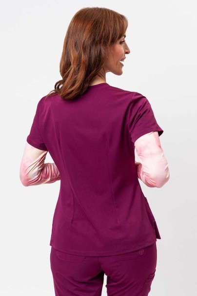 Women's Healing Hands Monica V-neck scrub top wine-2