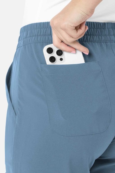 Women's Maevn Momentum scrubs set (Double V-neck top, 6-pocket trousers) slate blue-7