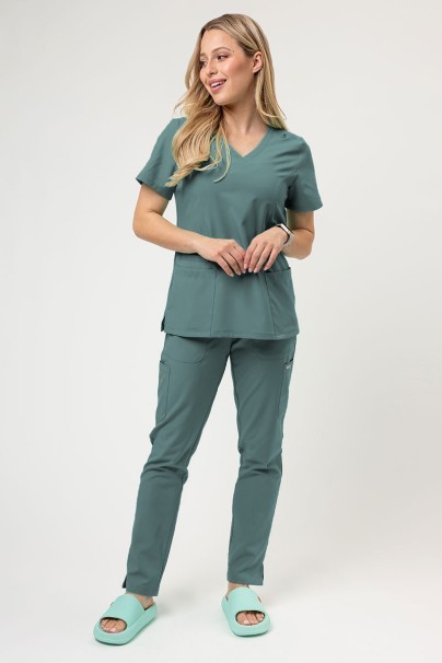Women’s Maevn Momentum Double V-Neck scrub top moss green-2