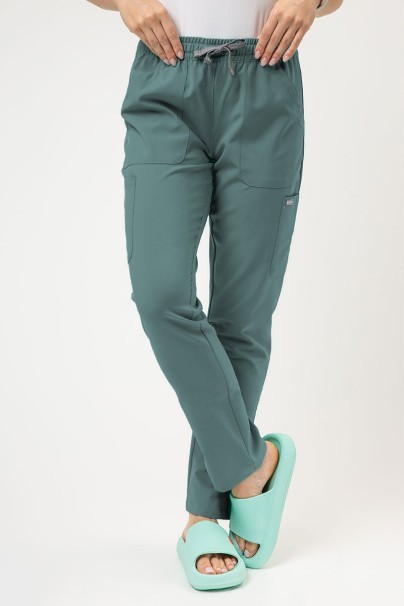 Women's Maevn Momentum scrubs set (Double V-neck top, 6-pocket trousers) moss green-5