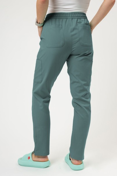 Women's Maevn Momentum scrubs set (Double V-neck top, 6-pocket trousers) moss green-6