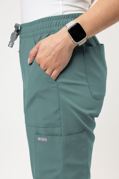Women's Maevn Momentum scrubs set (Double V-neck top, 6-pocket trousers) moss green-7