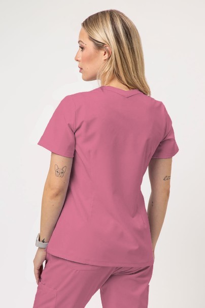 Women's Maevn Momentum scrubs set (Double V-neck top, 6-pocket trousers) rose pink-2