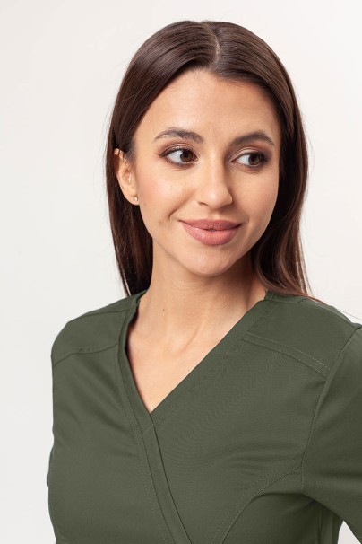 Women's Cherokee Revolution (Mock top, Straight trousers) scrubs set olive-4