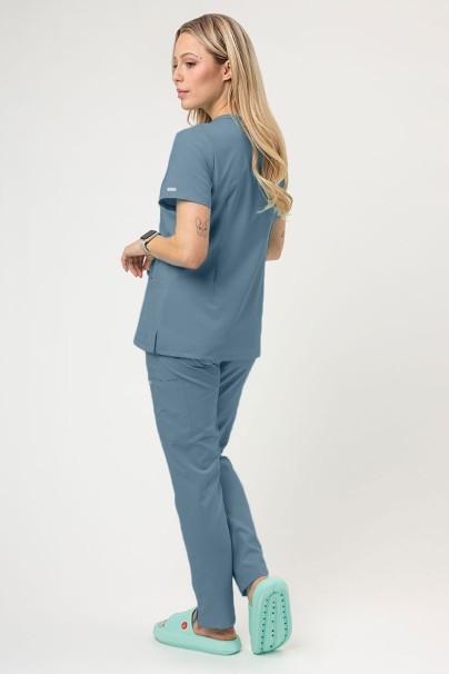 Women's Maevn Momentum scrubs set (Double V-neck top, 6-pocket trousers) slate blue