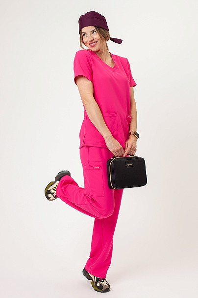 Women's Cherokee Ultra V-neck scrubs set shocking pink