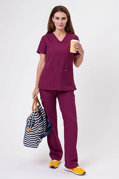 Women's Cherokee Ultra V-neck scrubs set wine