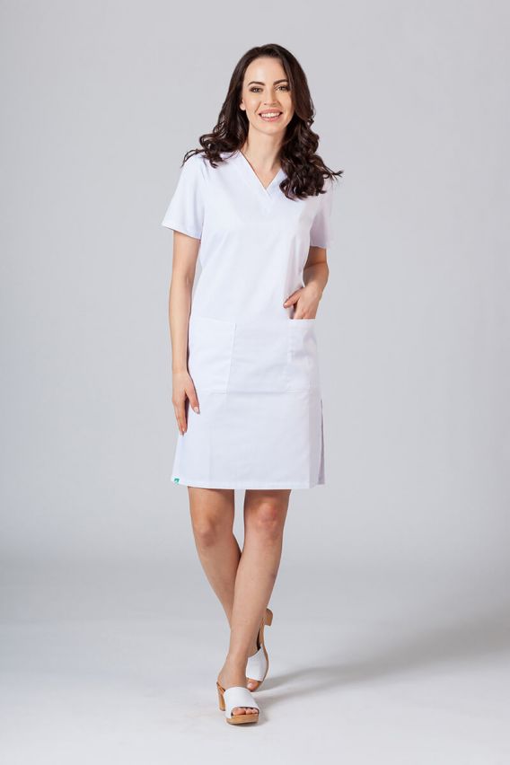 Women’s Sunrise Uniforms straight scrub dress white-2