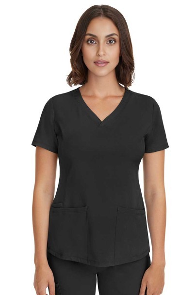 Women's Healing Hands Monica V-neck scrub top black-3